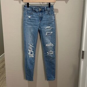 American Eagle Jean Short Skinny Hi Rise Jegging Distressed Slim Vintage Stretch